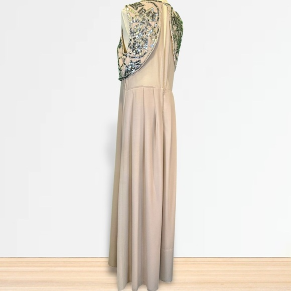 ASOS Mauve Pink / Purple Chiffon Side Slit Gown w/ Silver Sequin Embellishments - Picture 8 of 16